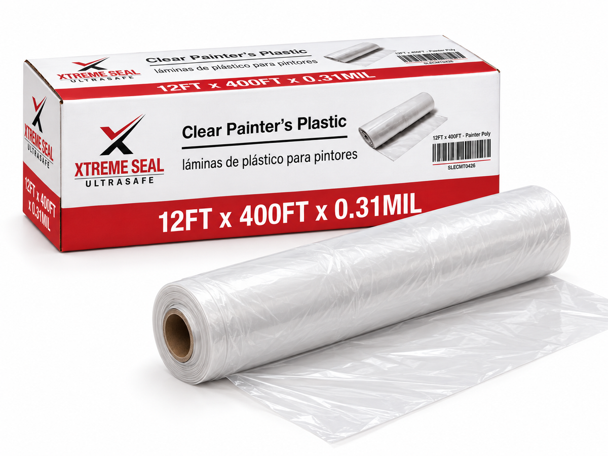 Painter's Plastic, Clear 0.31 MIL X (12 ft × 400 ft)