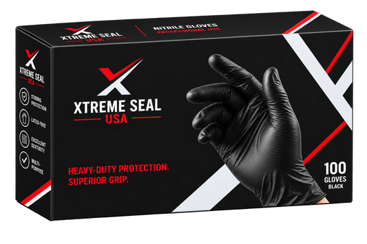 XTREME SEAL USA 8 Mil Diamond Texture Nitrile Gloves – Black